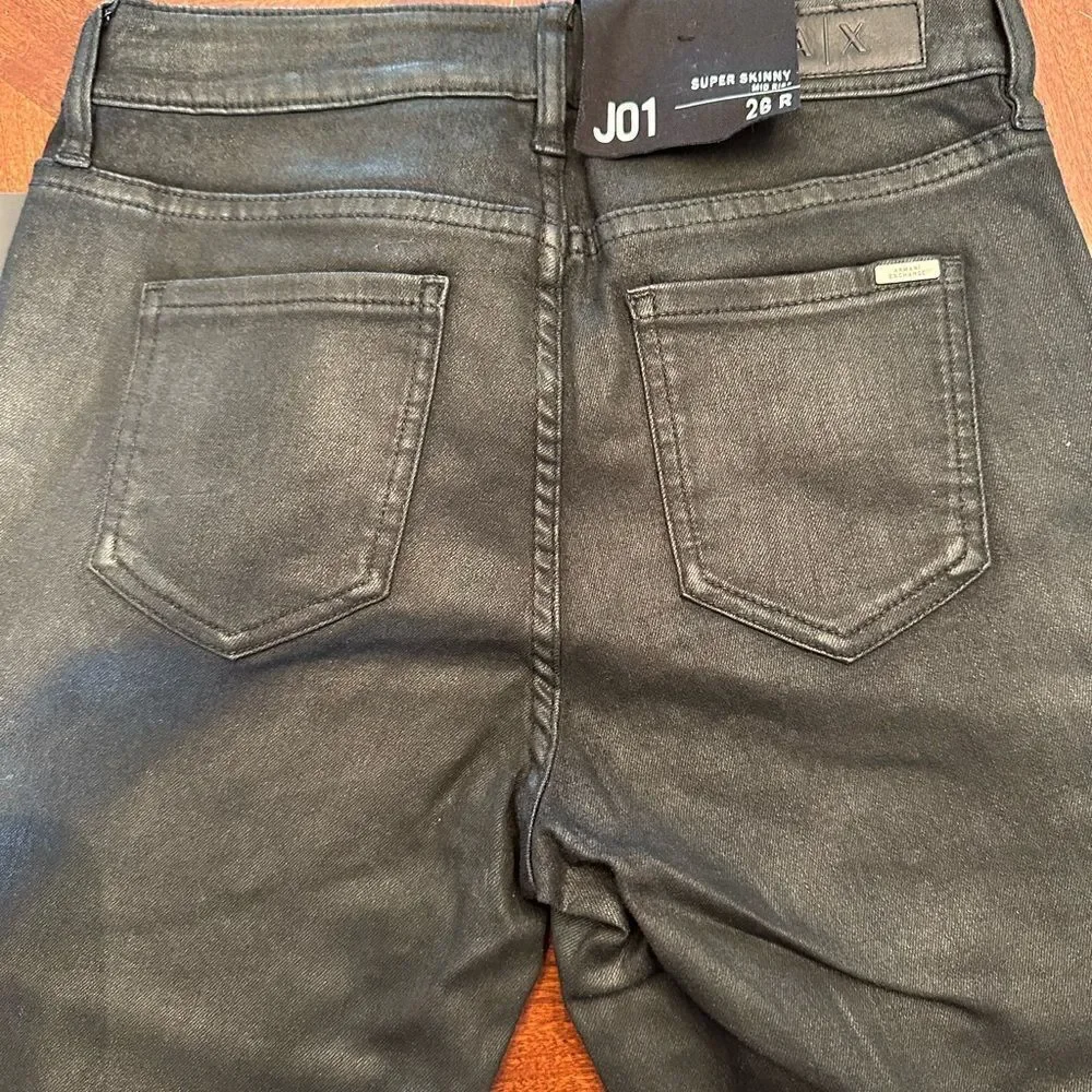 Armani Exchange Women’s J01 skinny mid rise glow jeans in black size 26 R, NWT